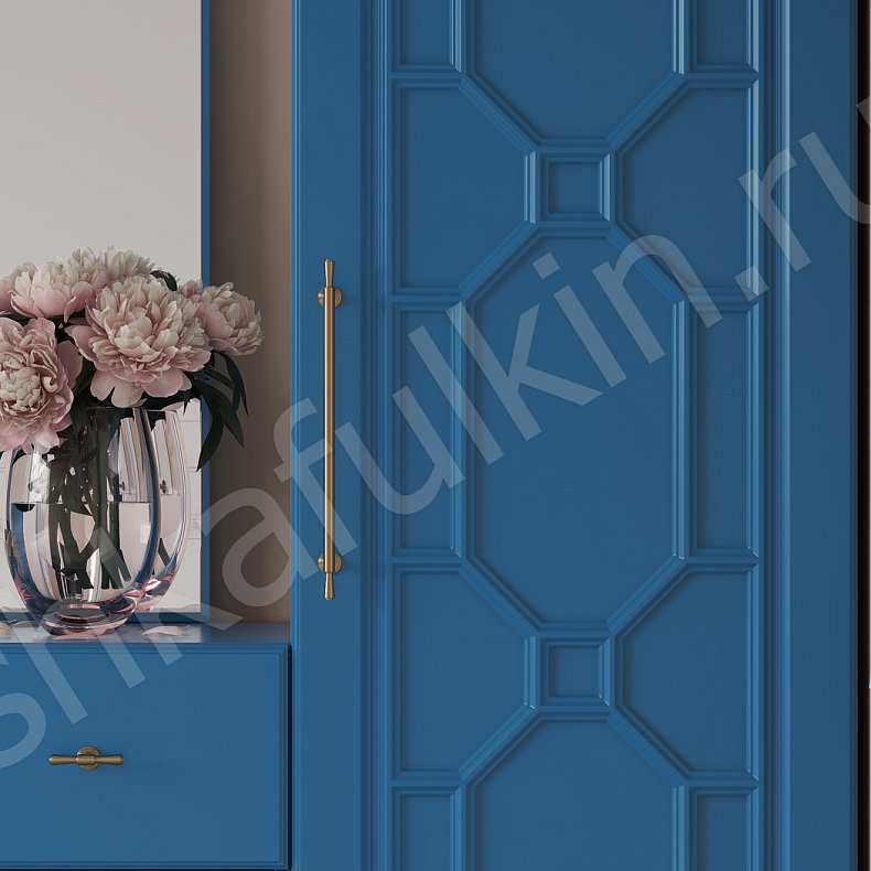 Изображение Прихожая Сакура Цветной Синий Светлые Неоклассика 3х створчатые Прихожая Для вещей 3