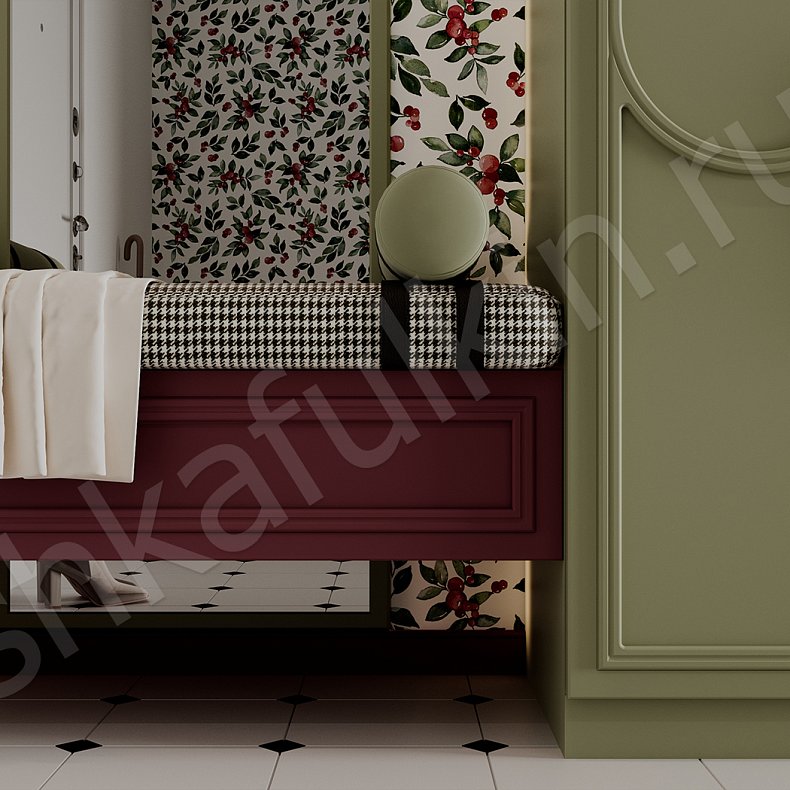 Прихожая Новелла Зеленый Светлые Неоклассика 4х створчатые Прихожая Для вещей 2