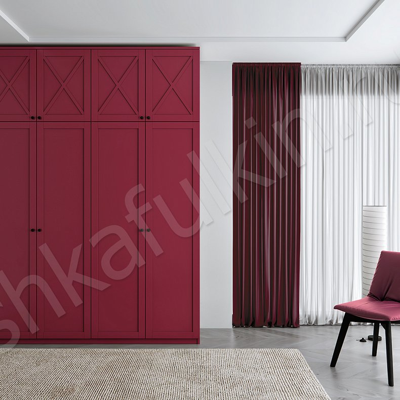 Изображение Корпусный шкаф Луи Белый Цветной Красный Светлые Неоклассика 4х створчатые Спальня Для вещей 2