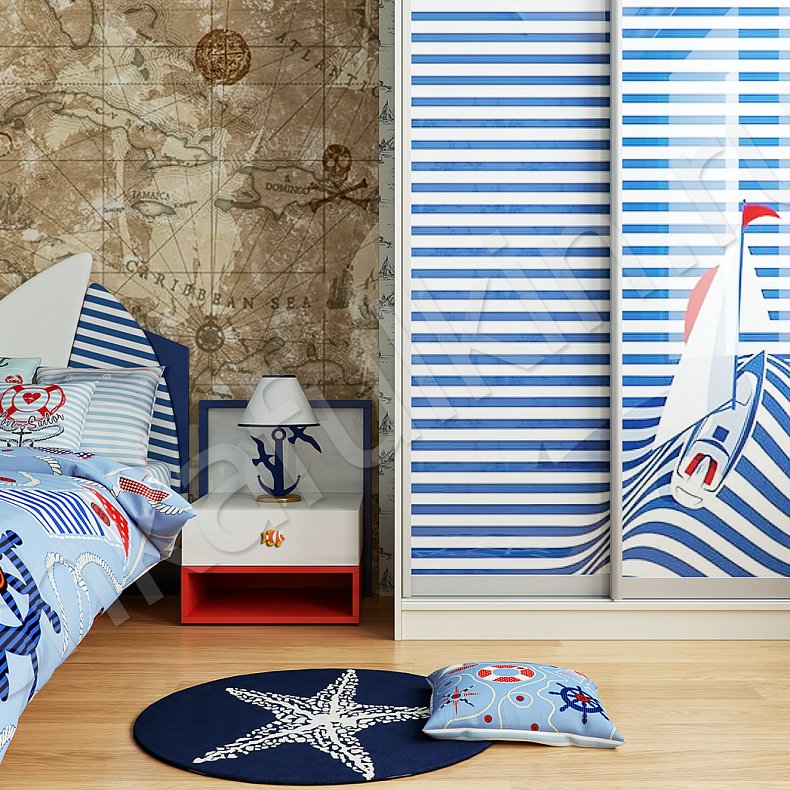 Изображение Корпусный шкаф-купе Полундра Светлые Цветной Белый Современный 2х створчатые Детская Для вещей 2