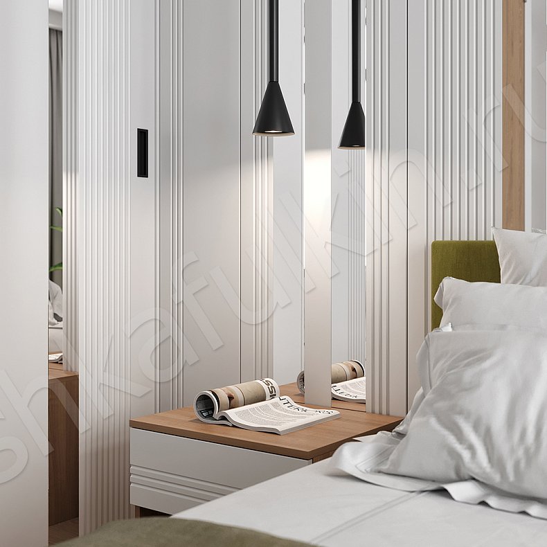 Встроенный шкаф-купе Альгеро Белый Модерн 2х створчатые Спальня Для вещей 4