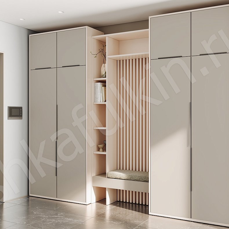 Изображение Прихожая Ларри Черный Белый Древесный Коричневый Серый Светлые Темные Минимализм 4х створчатые Прихожая Для вещей 6