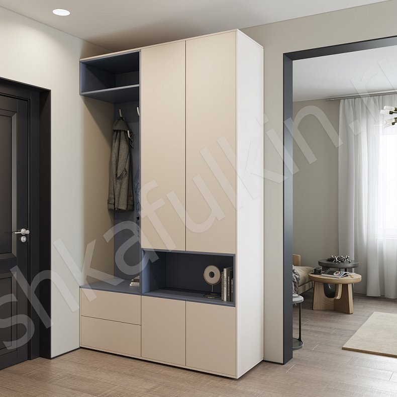 Изображение Прихожая Мэрри Серый Черный Минимализм 2х створчатые Прихожая Для вещей Для декора 7