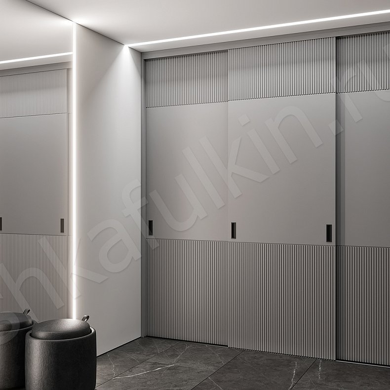 Изображение Шкаф-купе Грэмми Светлые Серый Современный 3х створчатые Коридор Для вещей 1