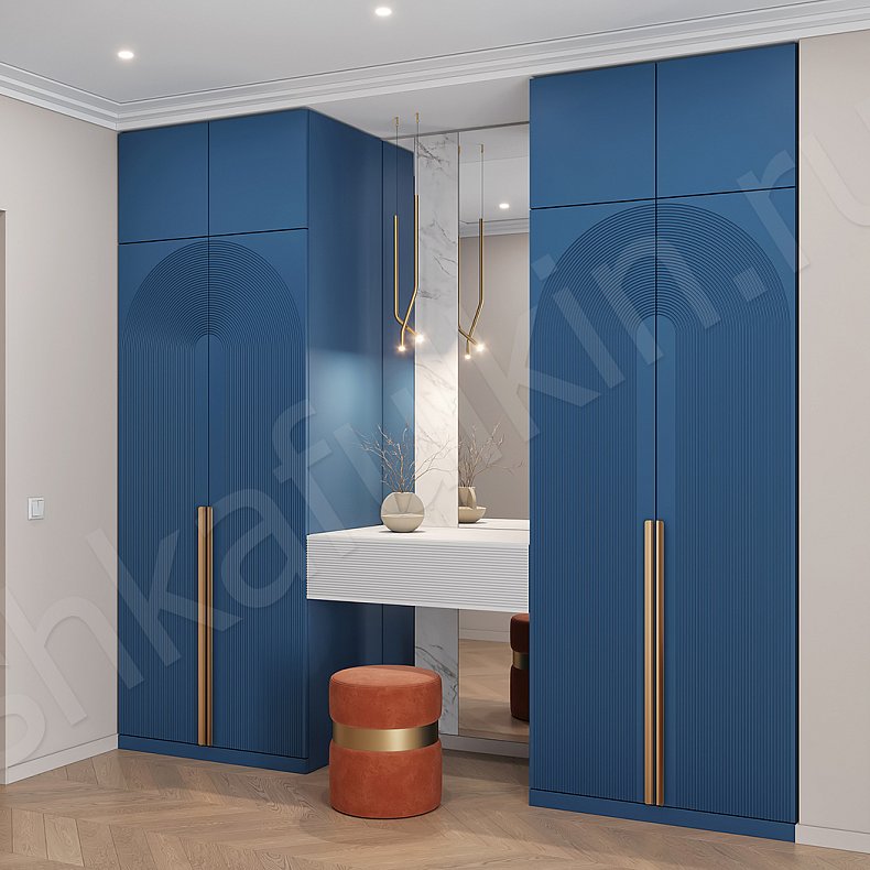 Изображение Шкаф в прихожую Олимп Темные Синий Цветной Неоклассика 4х створчатые Прихожая Для вещей 1