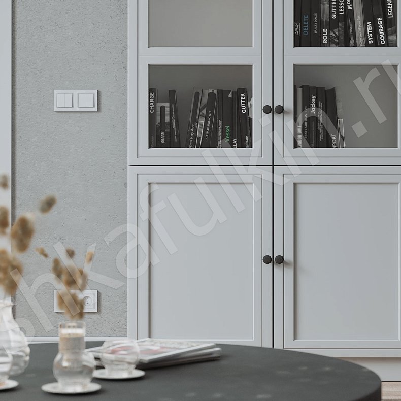 Шкаф-витрина Такс Белый Неоклассика 4х створчатые Гостиная Для посуды Для книг 2