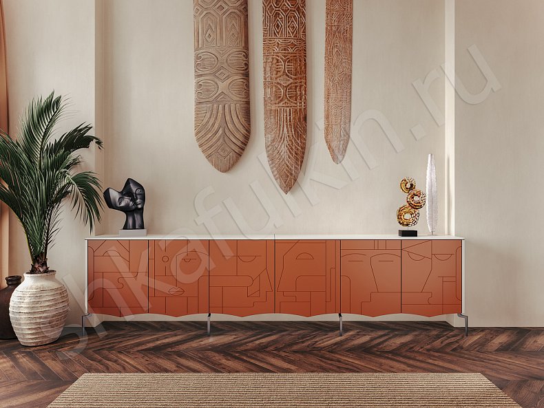 Тумба Пикассо Светлые Красный Цветной Белый Современный 6и створчатые Гостиная Для вещей Для декора