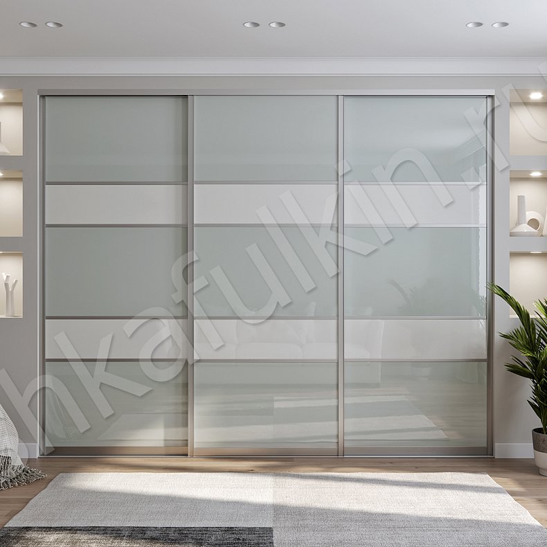 Изображение Шкаф-купе Соло Коричневый Светлые Серый Современный 3х створчатые Гостиная Для вещей 1
