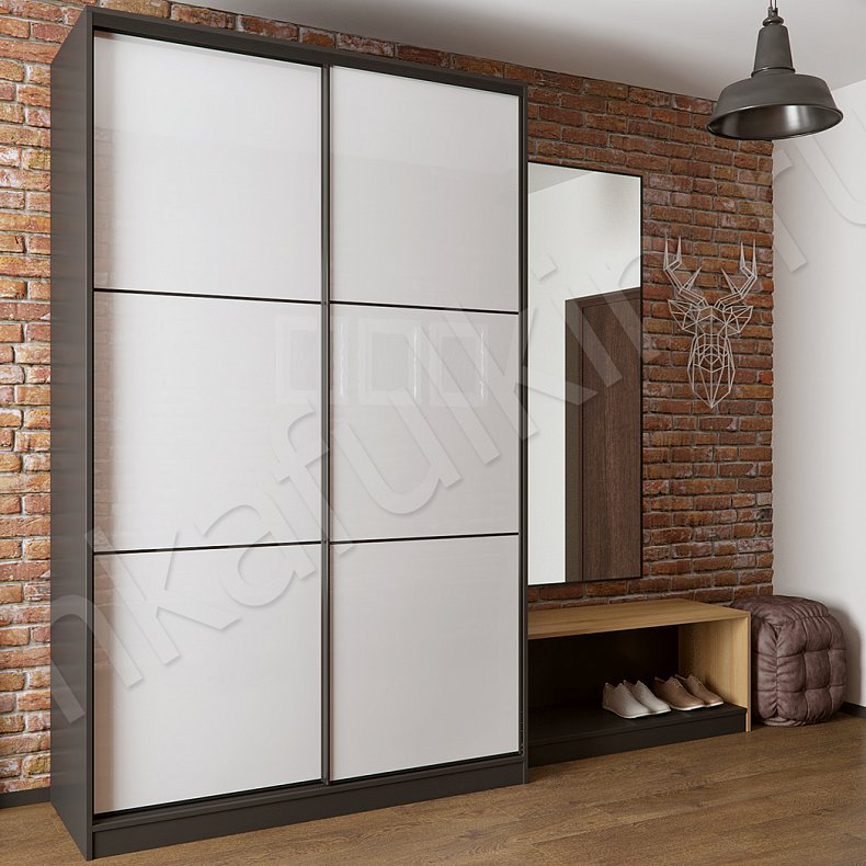 Изображение Шкаф-купе для прихожей Джуно Белый Древесный Светлые Лофт 2х створчатые Прихожая Для вещей 2