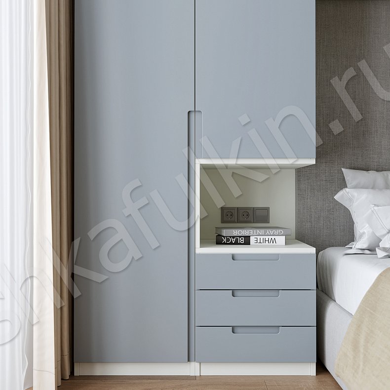 Изображение Гарнитур Инкерман Коричневый Светлые Серый Современный 4х створчатые Спальня Для белья Для вещей 5