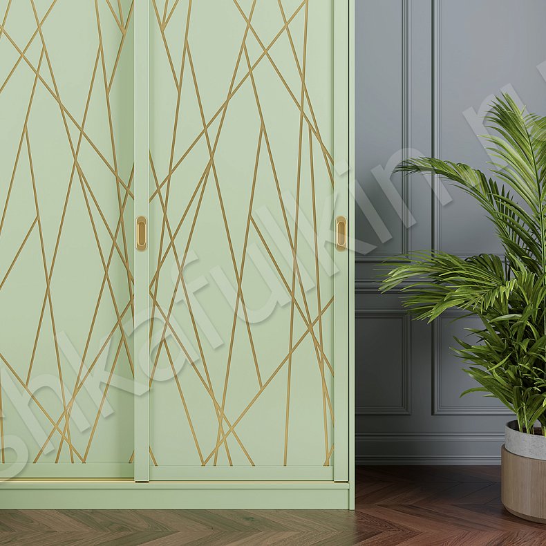 Изображение Корпусный шкаф-купе две двери Дори Зеленый Неоклассика 2х створчатые Гостиная Для вещей 5