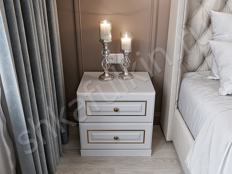 Изображение цвета Тумба прикроватная Примадонна Светлые Золото Белый Классика  Спальня Для декора Для книг