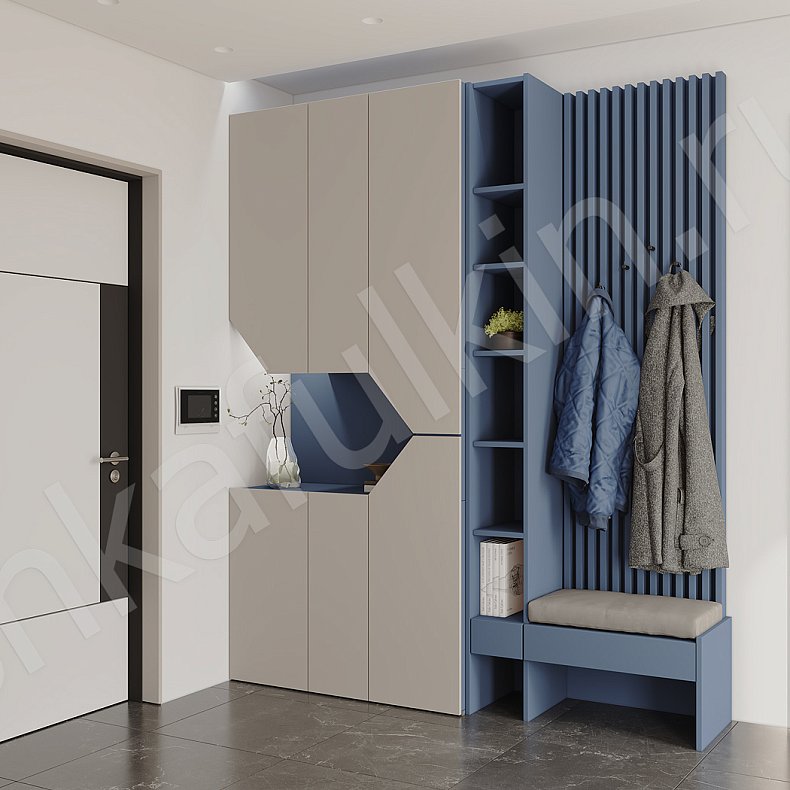 Изображение Прихожая Сальма Темные Серый Коричневый Белый Минимализм 2х створчатые Прихожая Для вещей 9