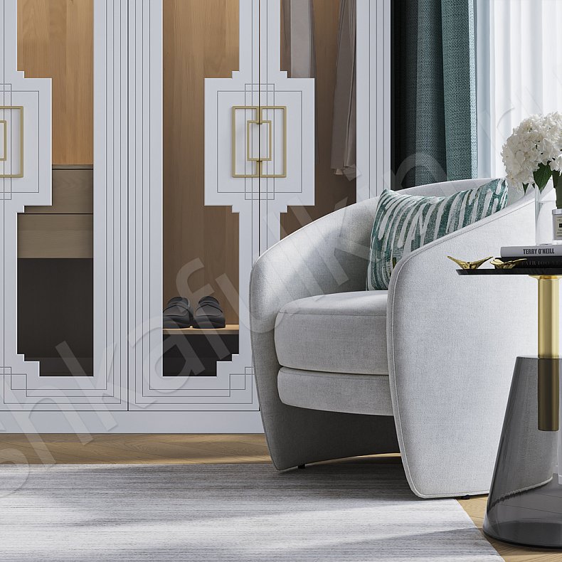 Гардеробная Метрополитан Белый Светлые Неоклассика 6и створчатые Гардеробная Для вещей 4