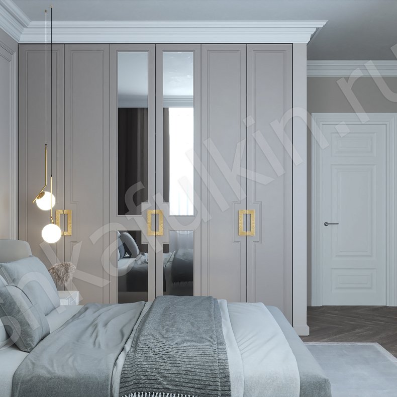 Изображение Встроенный шкаф Софиан Светлые Серый Модерн 6и створчатые Спальня Для вещей 1