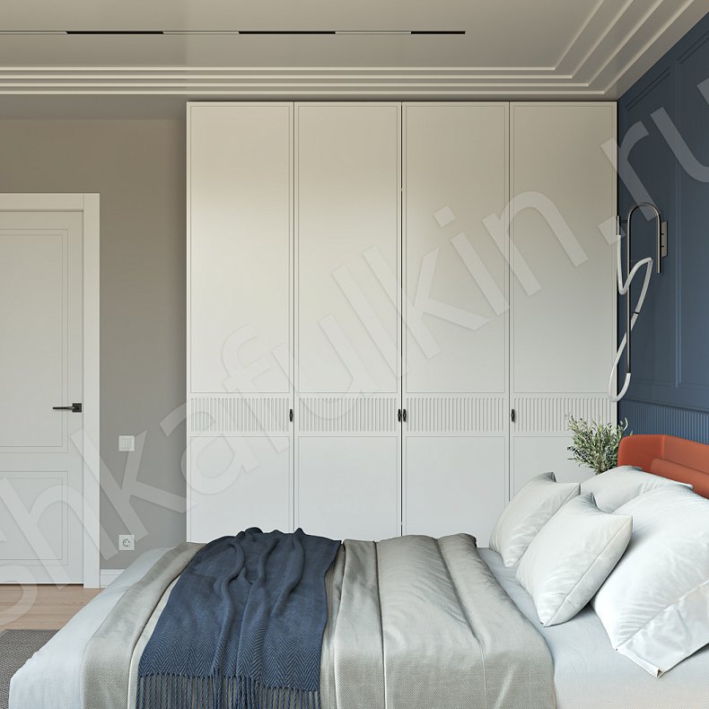 Изображение Шкаф Кликер Белый Светлые Серый Минимализм 4х створчатые Спальня Для вещей 3