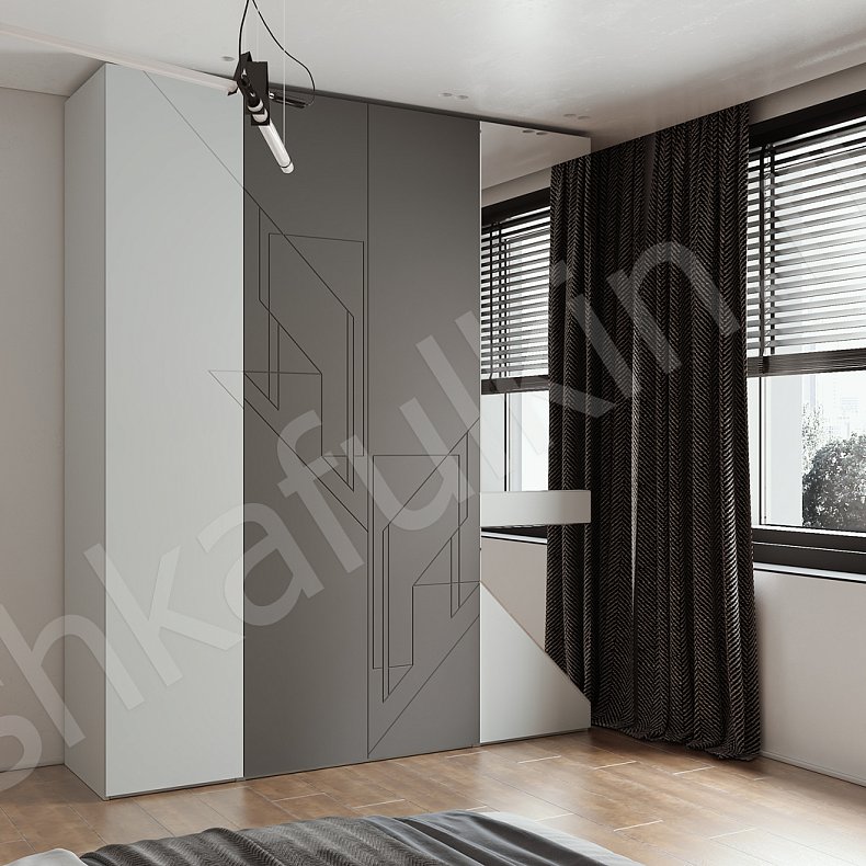 Шкаф Сигма Серый Светлые Белый Современный 4х створчатые Гостиная Для вещей