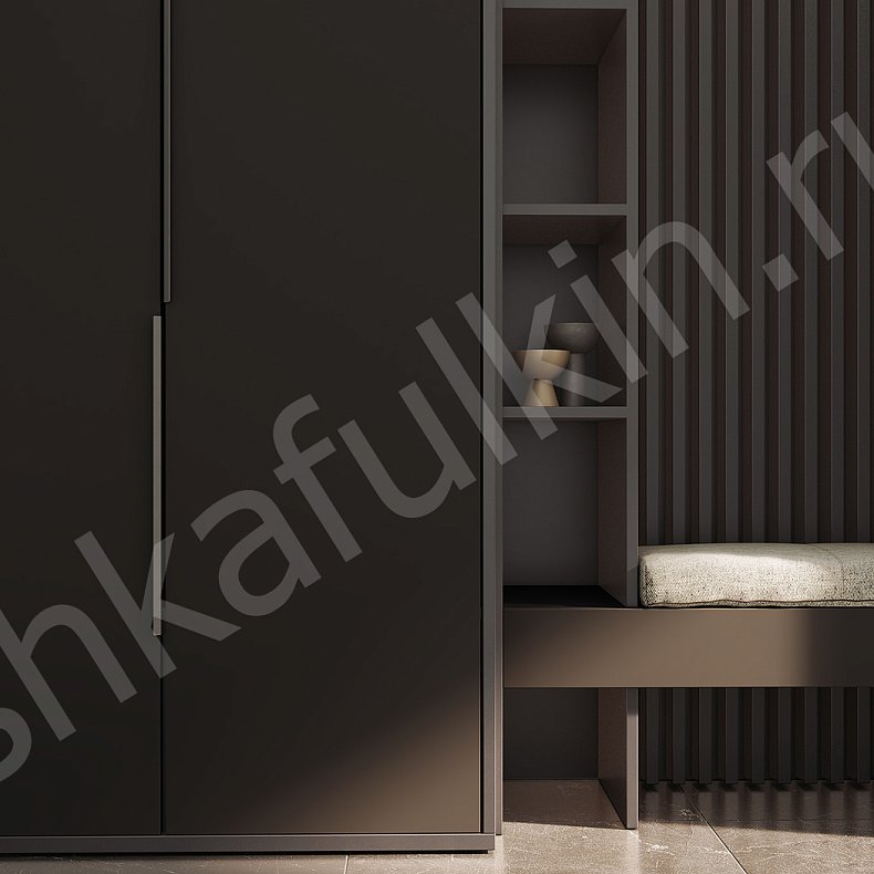 Изображение Прихожая Ларри Черный Белый Древесный Коричневый Серый Светлые Темные Минимализм 4х створчатые Прихожая Для вещей 15