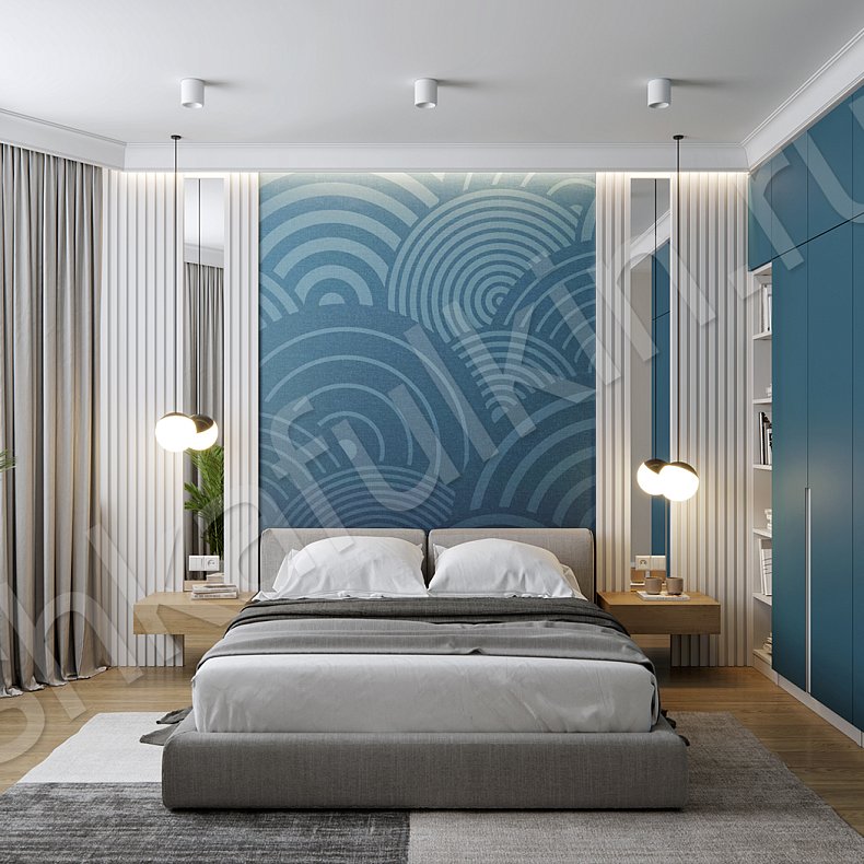 Шкаф Мариэтта Цветной Синий Темные Современный 4х створчатые Спальня Для вещей 2