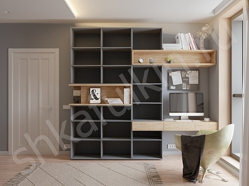 Изображение цвета Шкаф с рабочей зоной Джамбо Древесный Прованс 4х створчатые Спальня 