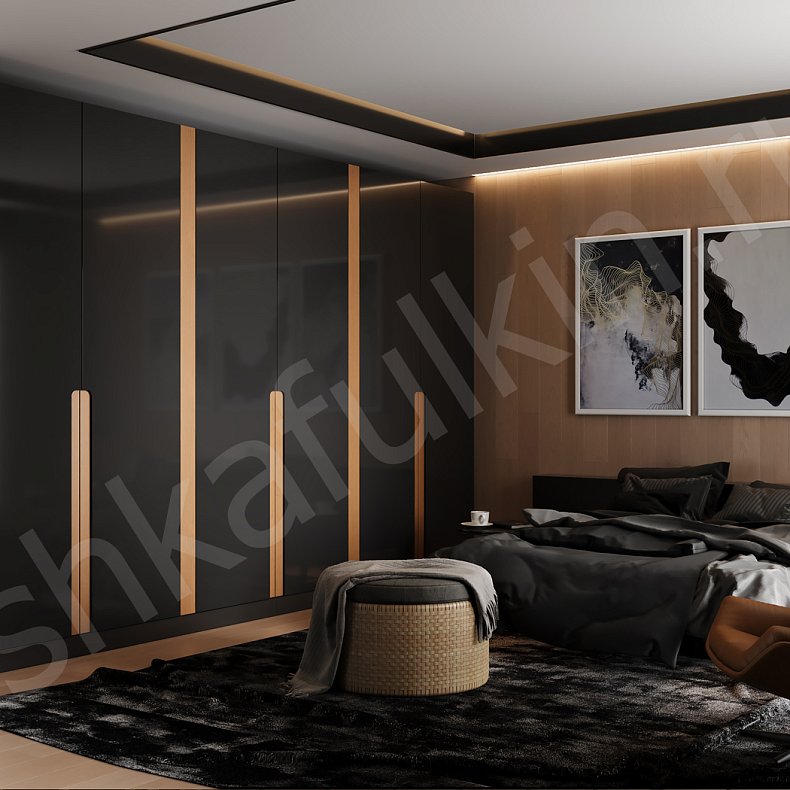 Шкаф Гольфстрим Темные Черный Современный 6и створчатые Спальня Для вещей