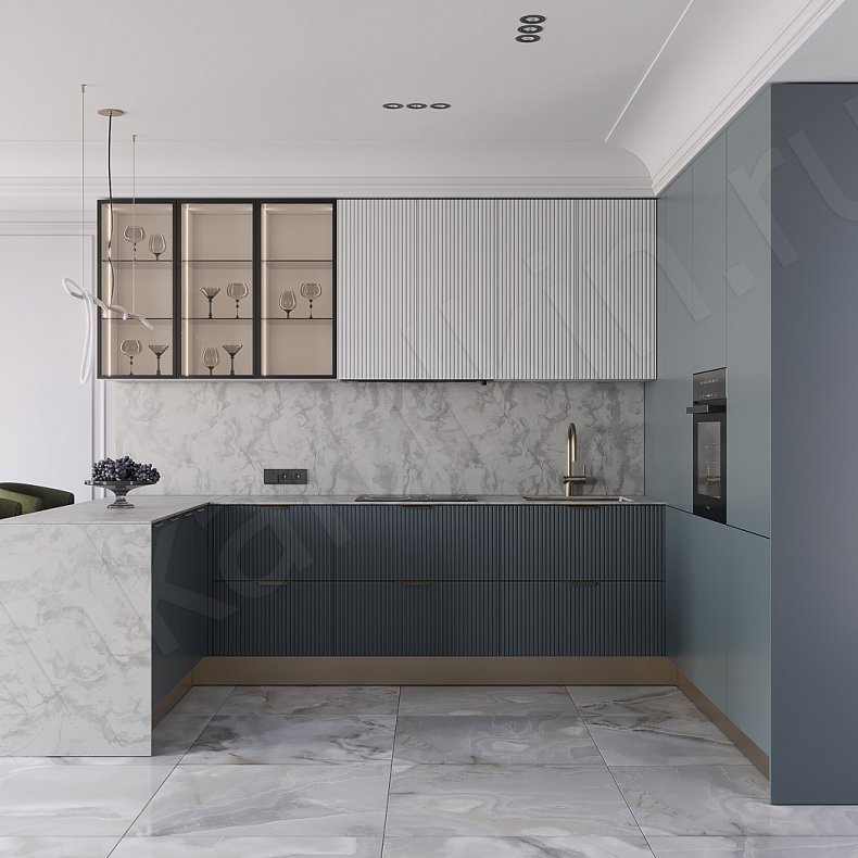 Изображение Кухня Орнелла Цветной Белый Темные Зеленый Современный Для декора Для посуды 3