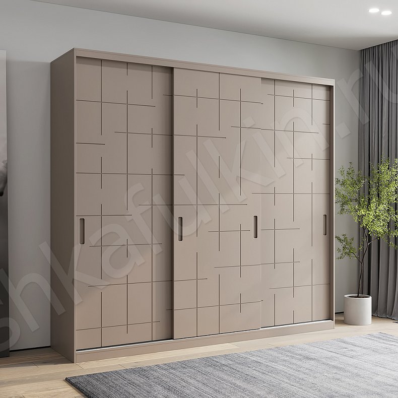 Шкаф-купе Гаскони Серый Светлые Коричневый Современный 3х створчатые Гостиная Для вещей