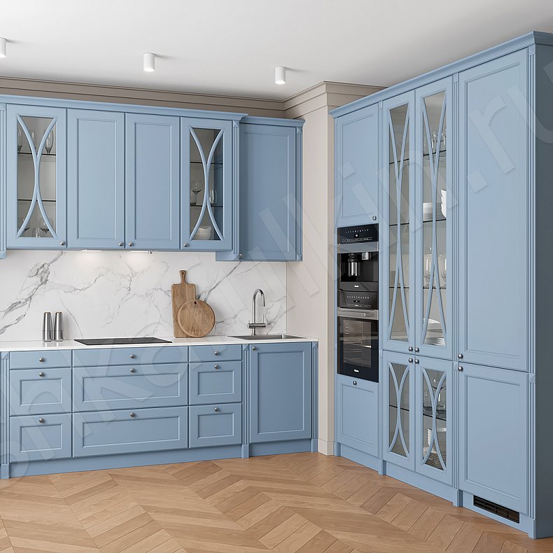 Изображение Кухня Люсия Цветной Серый Синий Светлые Неоклассика Для декора Для посуды 6