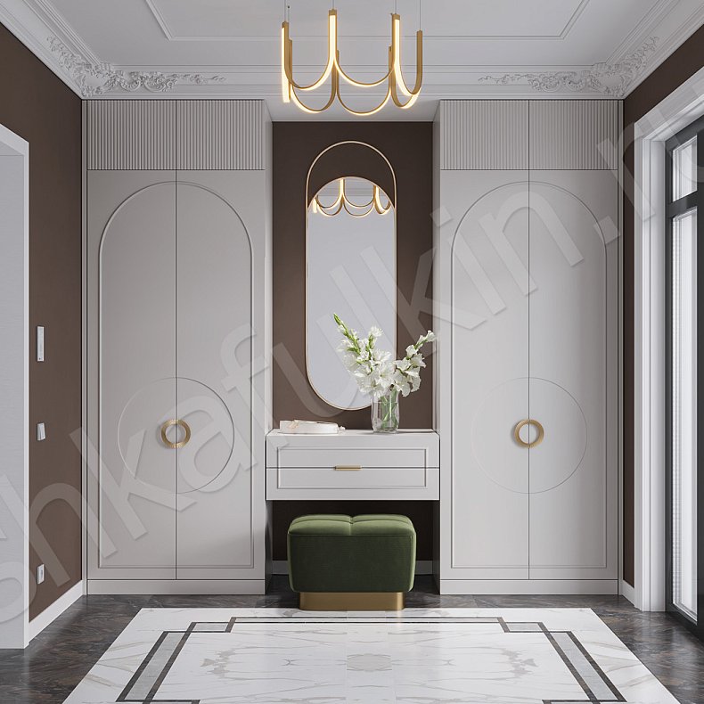 Изображение Прихожая Маура с консолью Белый Цветной Красный Светлые Зеленый Неоклассика 4х створчатые Прихожая Для вещей 1