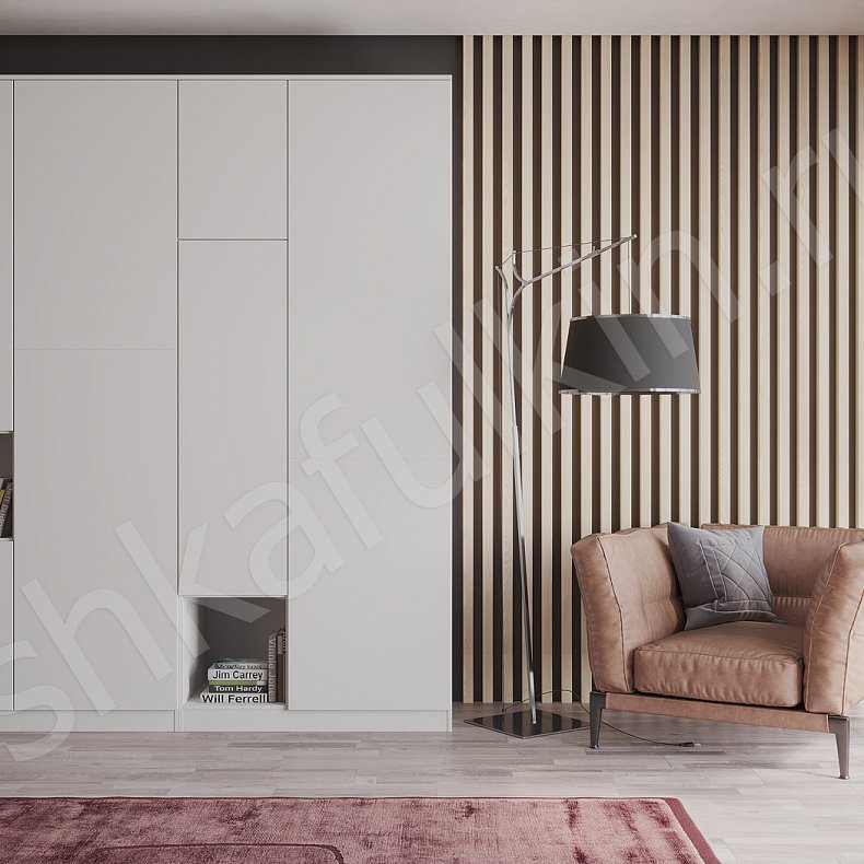 Изображение Шкаф Денди Темные Светлые Серый Коричневый Белый Скандинавский 4х створчатые Спальня Для вещей Для белья 1