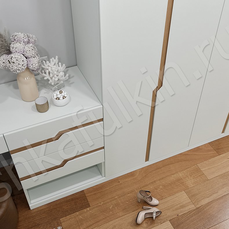 Изображение Прихожая Крис Белый Древесный Светлые Минимализм 4х створчатые Прихожая Для вещей 3