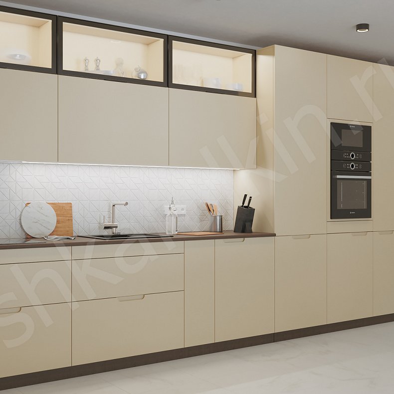 Изображение Кухня Мангини Светлые Коричневый Минимализм Для посуды 4