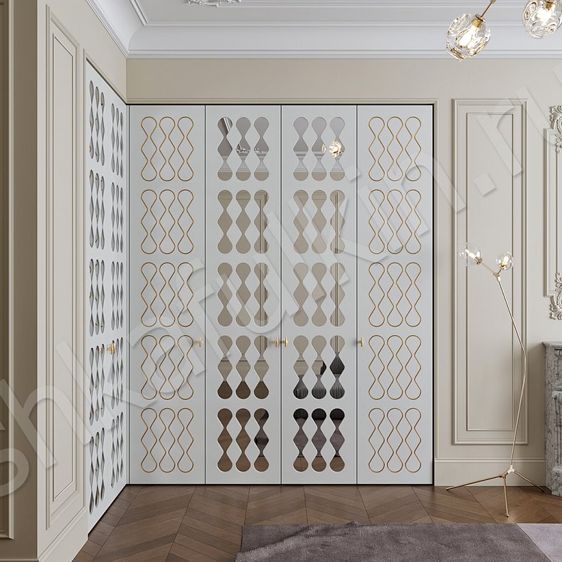 Шкаф Молекула Светлые Белый Современный 6и створчатые Гостиная Для вещей 3