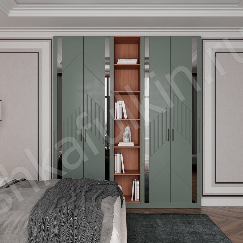 Изображение Гарнитур Хадсон Темные Зеленый Модерн 4х створчатые Спальня Для вещей 1