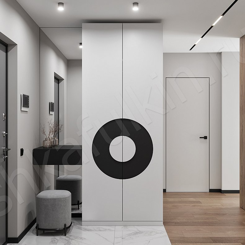 Прихожая Меридиан Белый Черный Светлые Современный 2х створчатые Прихожая Для вещей 1