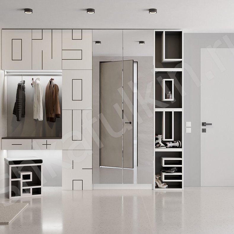 Прихожая Азимут Светлые Белый Современный 2х створчатые Прихожая Для вещей