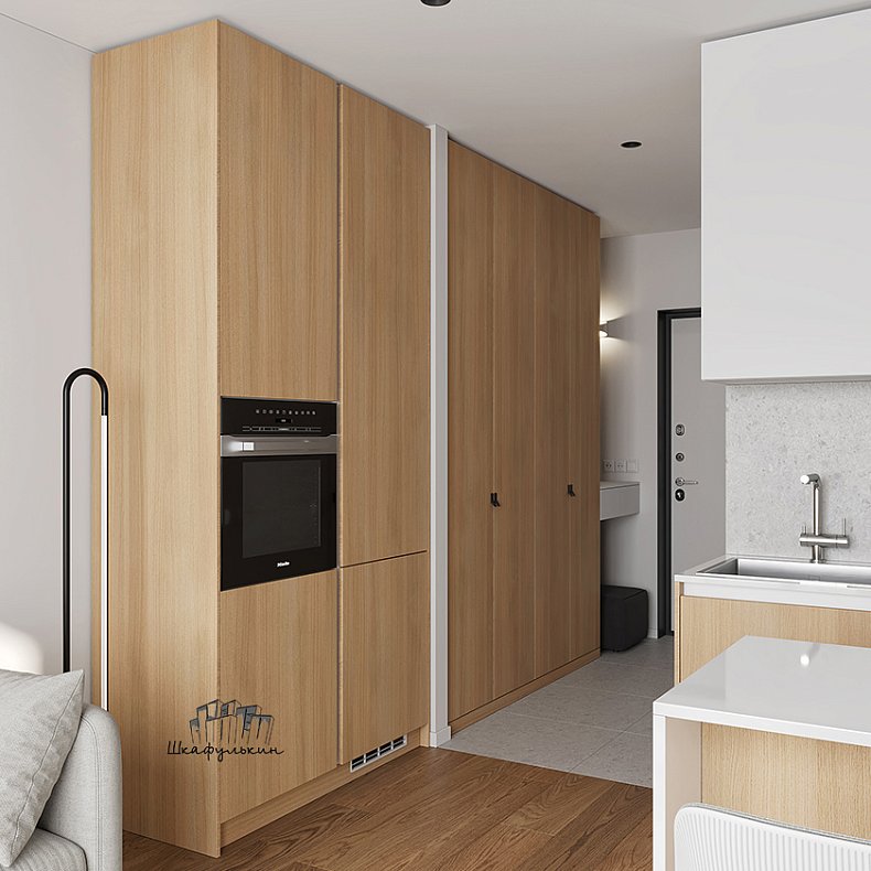 Шкаф в прихожую Кеплер Светлые Древесный Скандинавский 4х створчатые Прихожая Для вещей 1