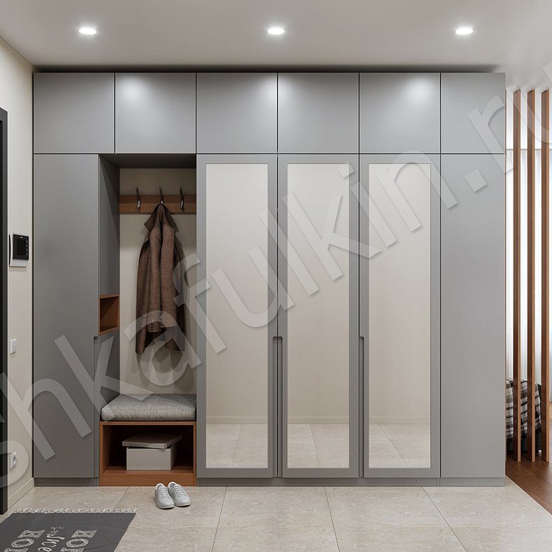 Прихожая Теона Светлые Древесный Серый Хай-тек 5и створчатые Прихожая Для вещей 4