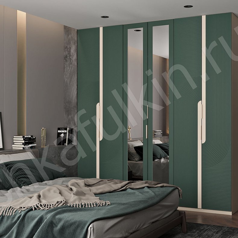 Шкаф Зингер Белый Цветной Светлые Зеленый Современный 6и створчатые Спальня Для вещей 1