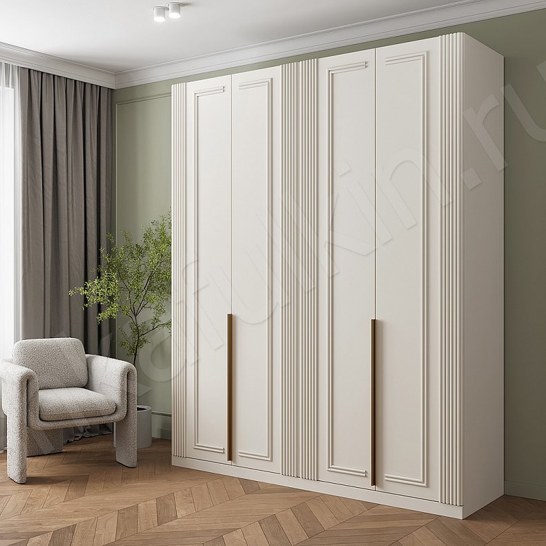 Шкаф Галлардо Белый Светлые Серый Неоклассика 4х створчатые Гостиная Для вещей