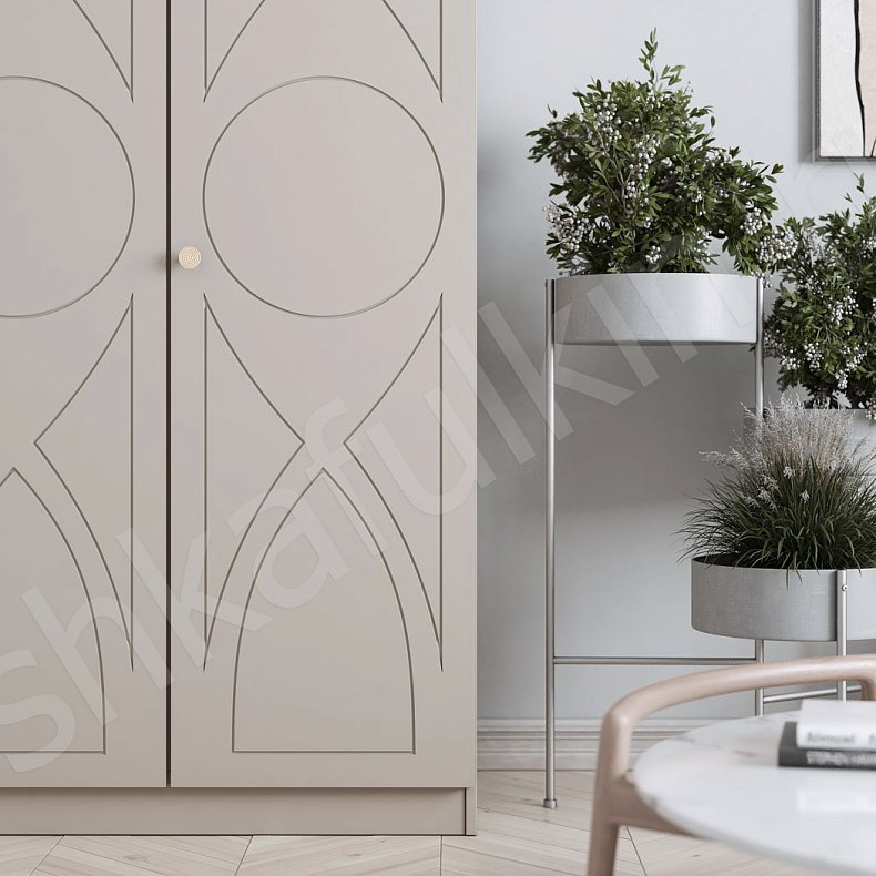 Изображение Шкаф Ализе Коричневый Светлые Неоклассика 3х створчатые Гостиная Для вещей 7