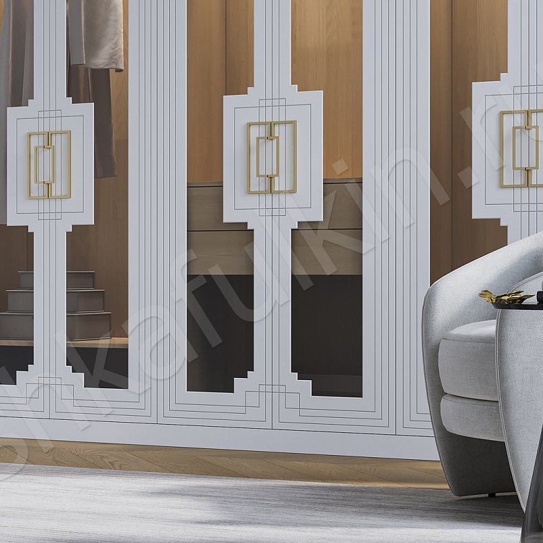 Гардеробная Метрополитан Белый Светлые Неоклассика 6и створчатые Гардеробная Для вещей 3