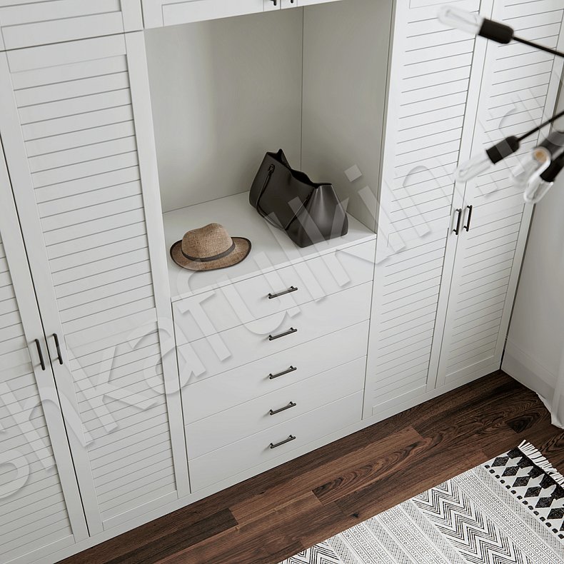 Изображение Стенка Молли Светлые Белый Современный 4х створчатые Гардеробная Для вещей 3