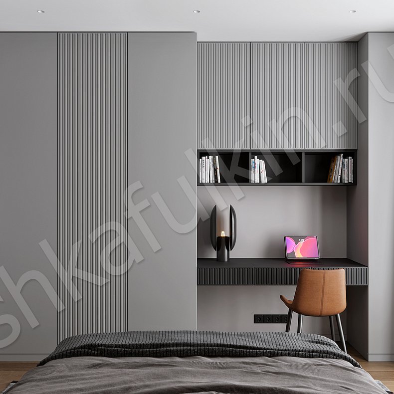 Изображение Гарнитур Жанель Светлые Серый Минимализм 6и створчатые Спальня Для белья Для книг Для вещей 2