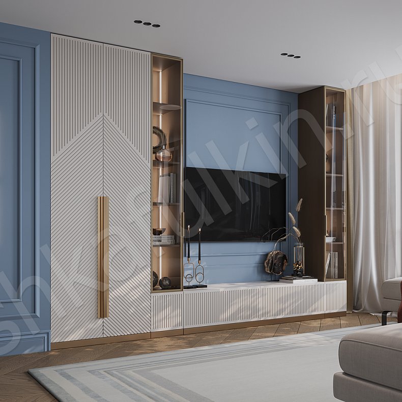 Изображение Стенка Нотариус Белый Черный Светлые Темные Модерн 4х створчатые Гостиная Для книг Под ТВ Для вещей 2