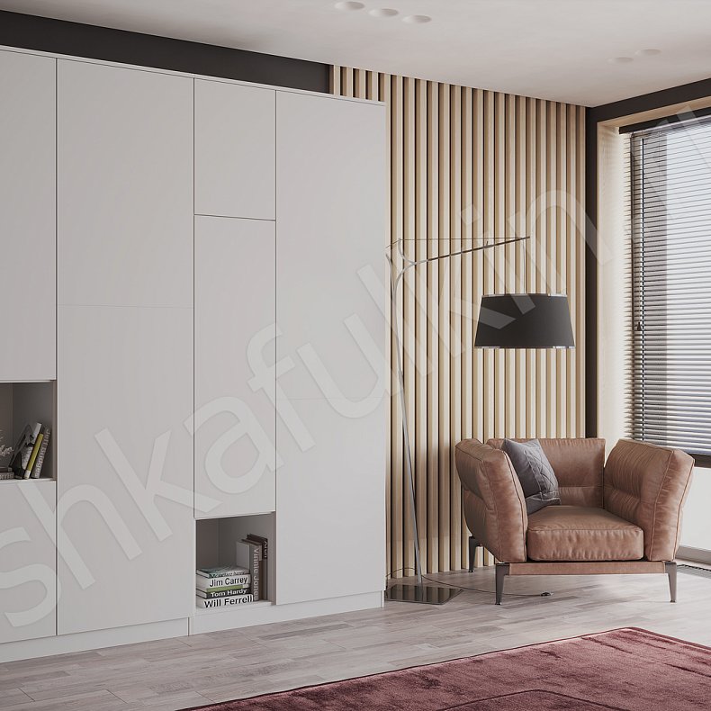 Изображение Шкаф Денди Темные Светлые Серый Коричневый Белый Скандинавский 4х створчатые Спальня Для вещей Для белья 5
