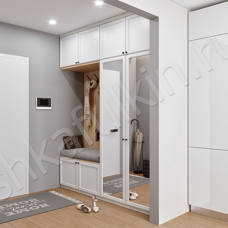 Изображение Прихожая Тринити Белый Цветной Светлые Зеленый Неоклассика 2х створчатые Прихожая Для вещей 2