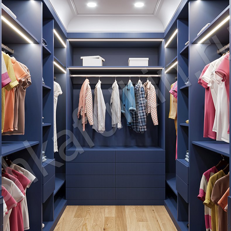 Гардеробная Паркер Синий Современный  Гардеробная  2