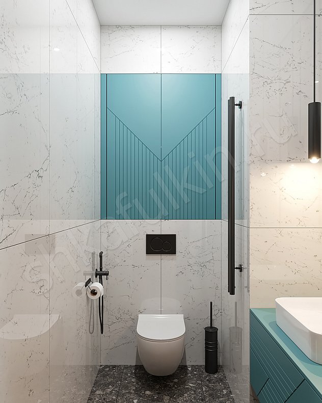 Мебель в ванную Фигаро Цветной Синий Светлые Модерн   Для вещей 2