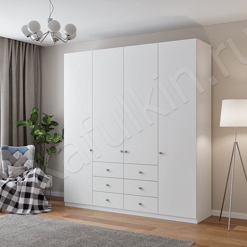 Изображение Шкаф Джерри Темные Светлые Коричневый Черный Белый Скандинавский 4х створчатые Гостиная Для вещей Для белья 8